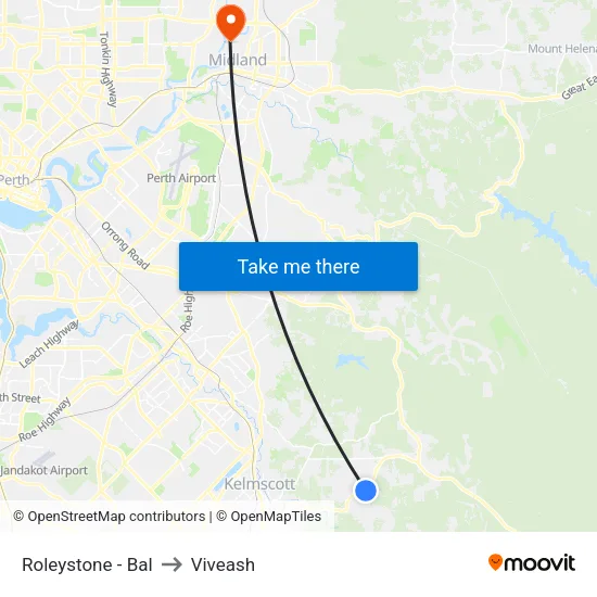 Roleystone - Bal to Viveash map