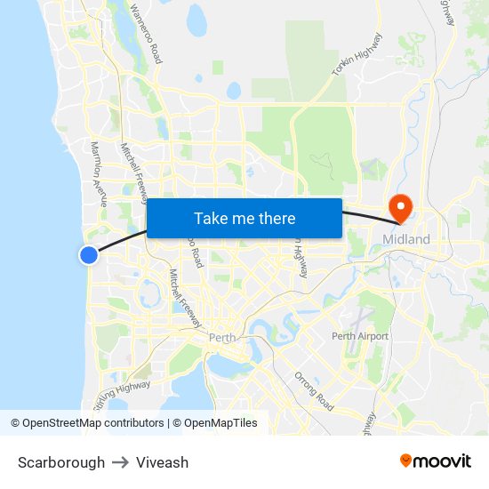 Scarborough to Viveash map