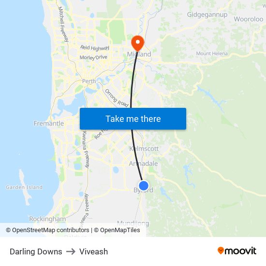 Darling Downs to Viveash map