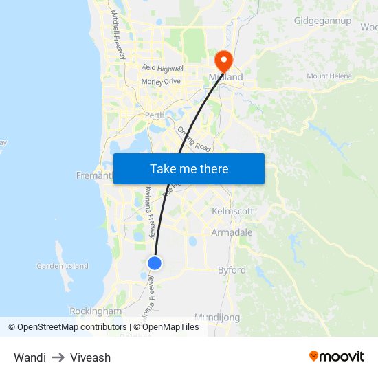 Wandi to Viveash map