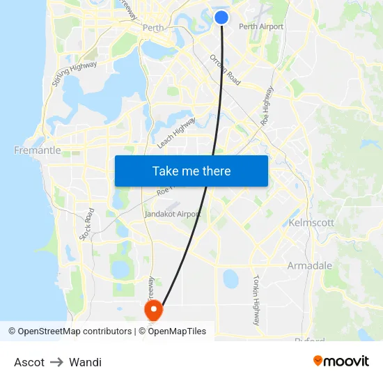 Ascot to Wandi map