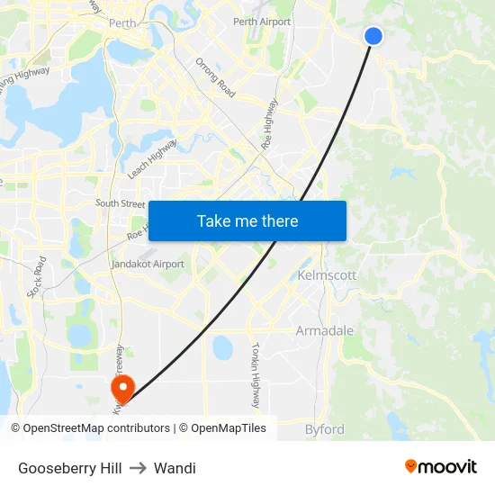 Gooseberry Hill to Wandi map