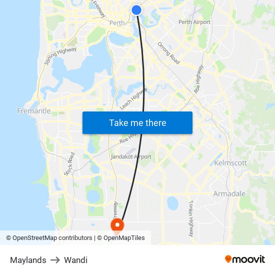 Maylands to Wandi map