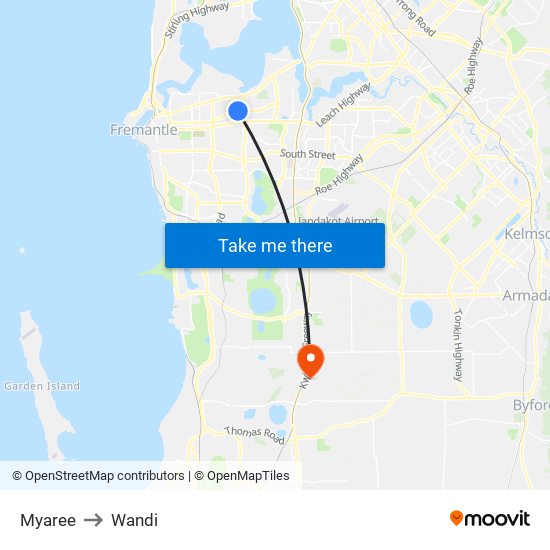 Myaree to Wandi map