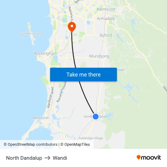 North Dandalup to Wandi map