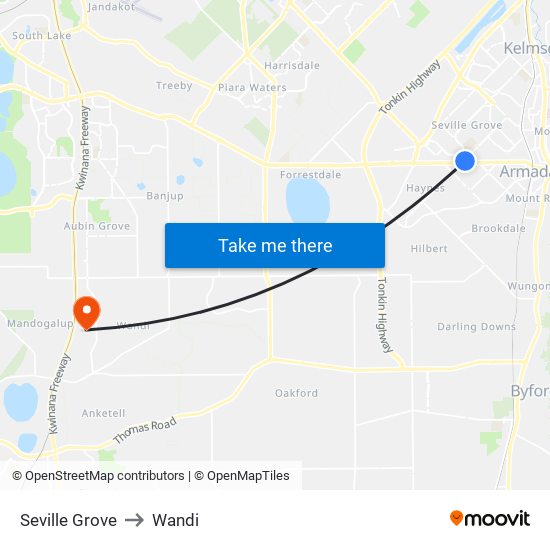 Seville Grove to Wandi map