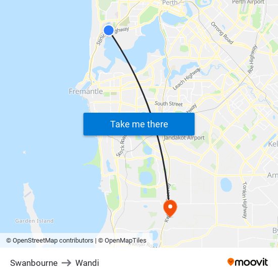 Swanbourne to Wandi map