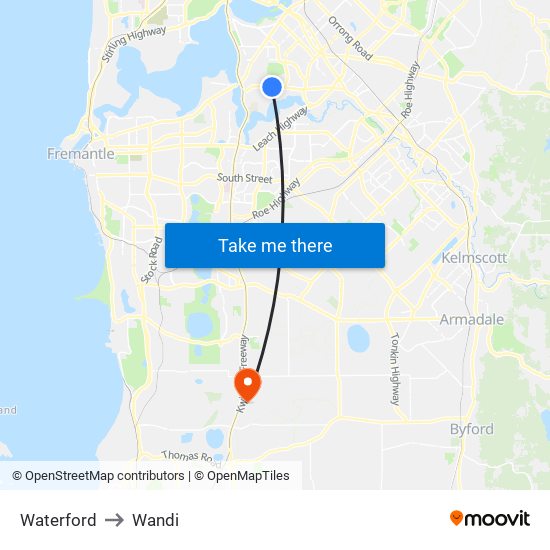 Waterford to Wandi map