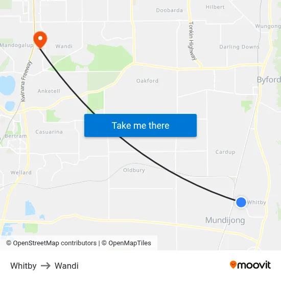 Whitby to Wandi map