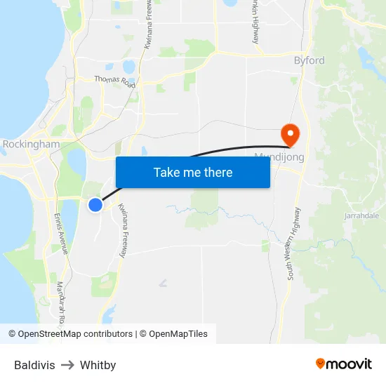 Baldivis to Whitby map