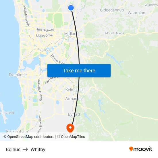 Belhus to Whitby map