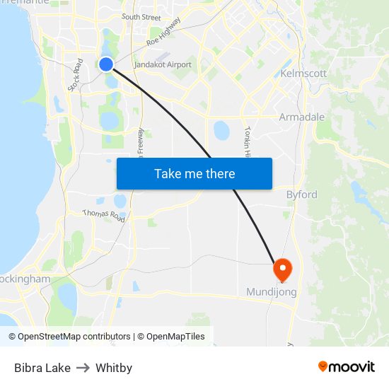 Bibra Lake to Whitby map