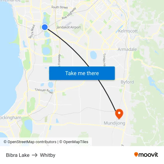 Bibra Lake to Whitby map