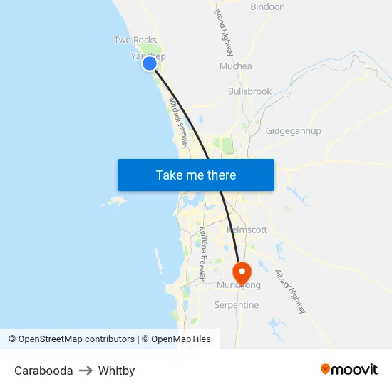 Carabooda to Whitby map