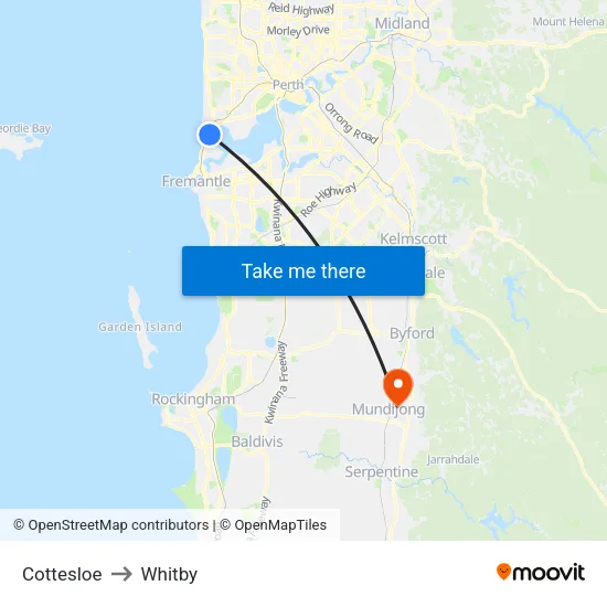 Cottesloe to Whitby map
