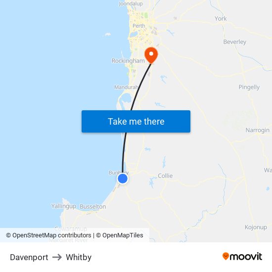 Davenport to Whitby map