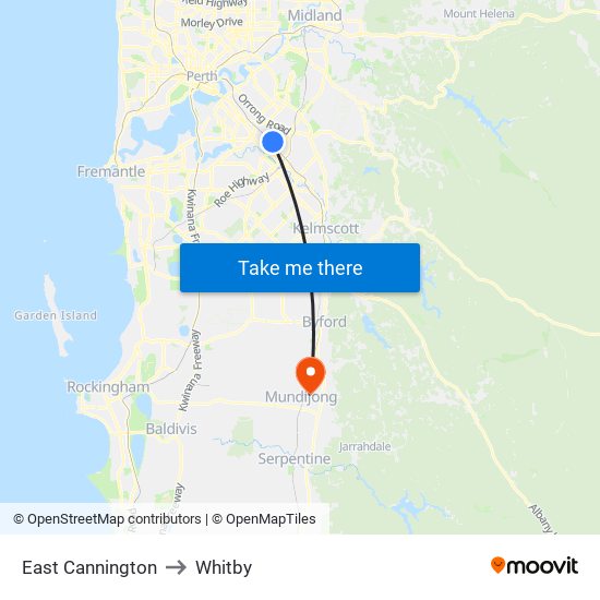 East Cannington to Whitby map