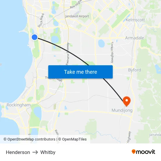 Henderson to Whitby map