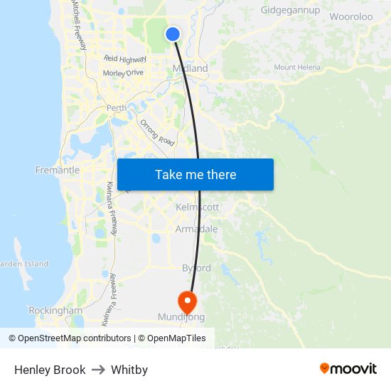 Henley Brook to Whitby map