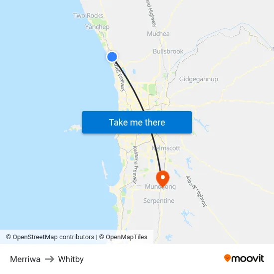Merriwa to Whitby map
