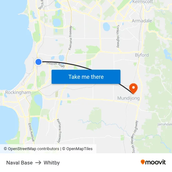 Naval Base to Whitby map