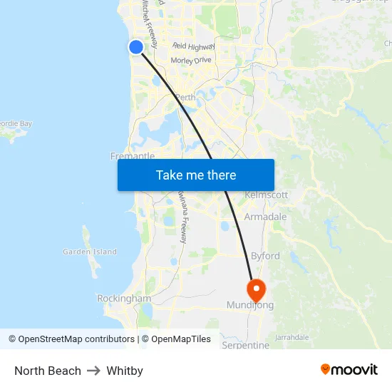 North Beach to Whitby map