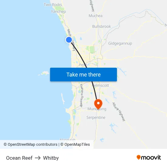 Ocean Reef to Whitby map
