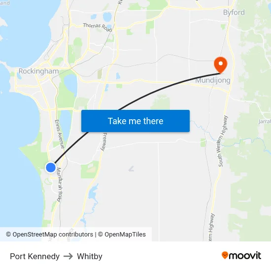 Port Kennedy to Whitby map