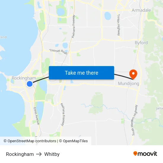 Rockingham to Whitby map