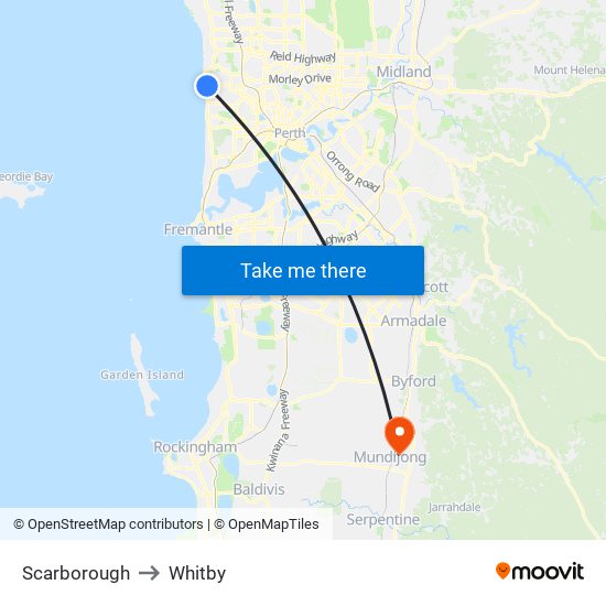 Scarborough to Whitby map