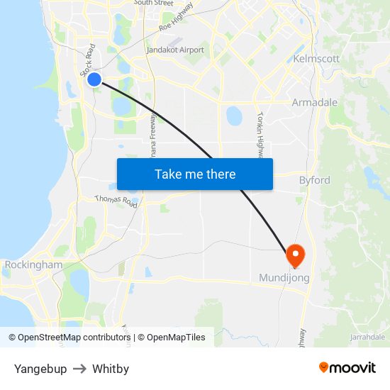 Yangebup to Whitby map