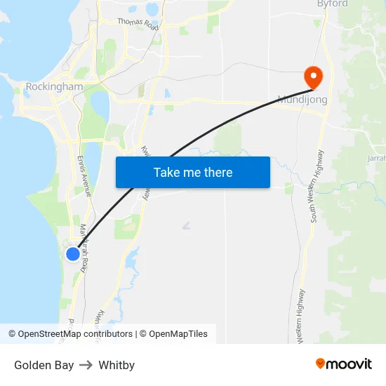 Golden Bay to Whitby map