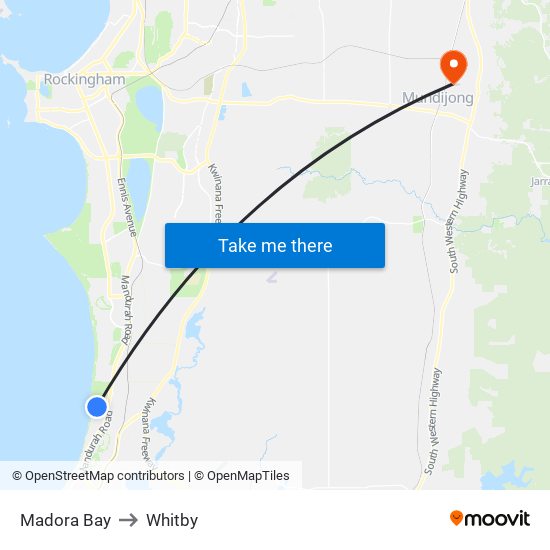 Madora Bay to Whitby map