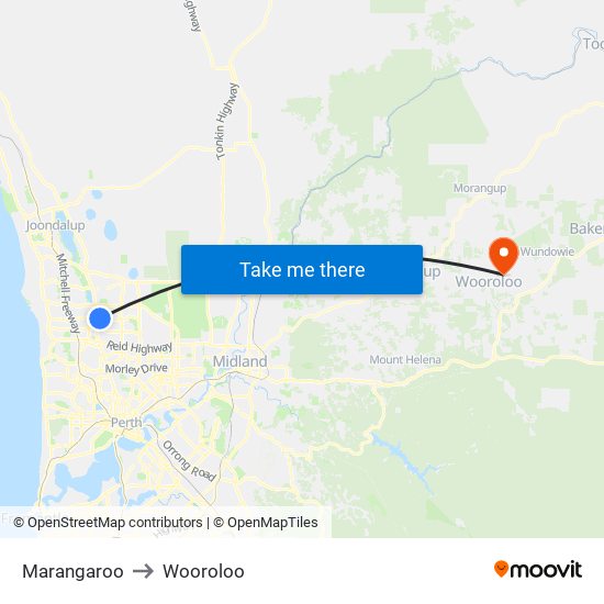 Marangaroo to Wooroloo map