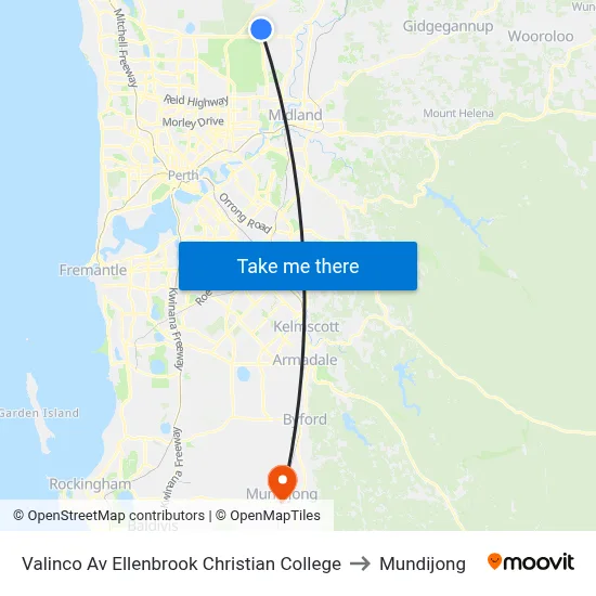 Valinco Av Ellenbrook Christian College to Mundijong map