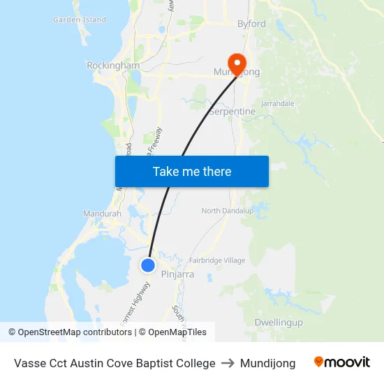 Vasse Cct Austin Cove Baptist College to Mundijong map