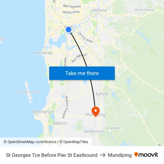 St Georges Tce Before Pier St Eastbound to Mundijong map