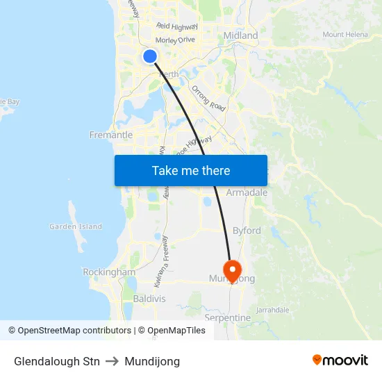 Glendalough Stn to Mundijong map
