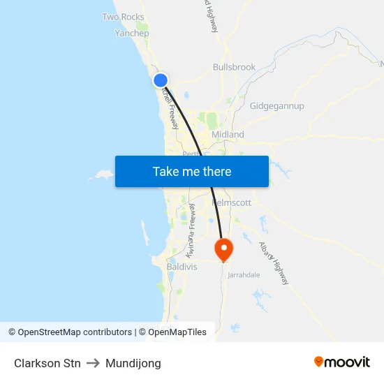 Clarkson Stn to Mundijong map
