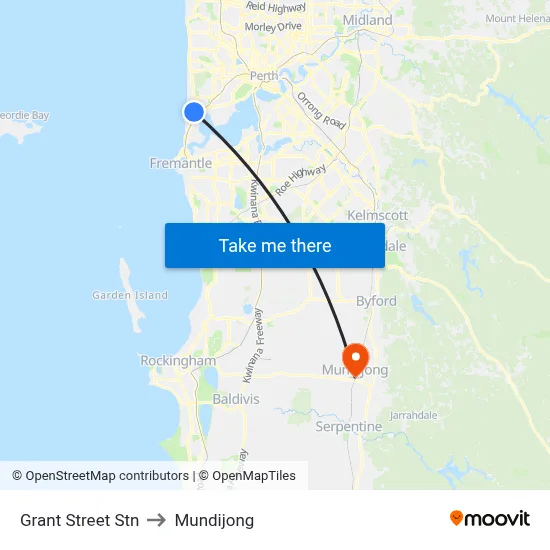 Grant Street Stn to Mundijong map
