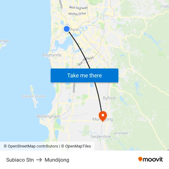 Subiaco Stn to Mundijong map