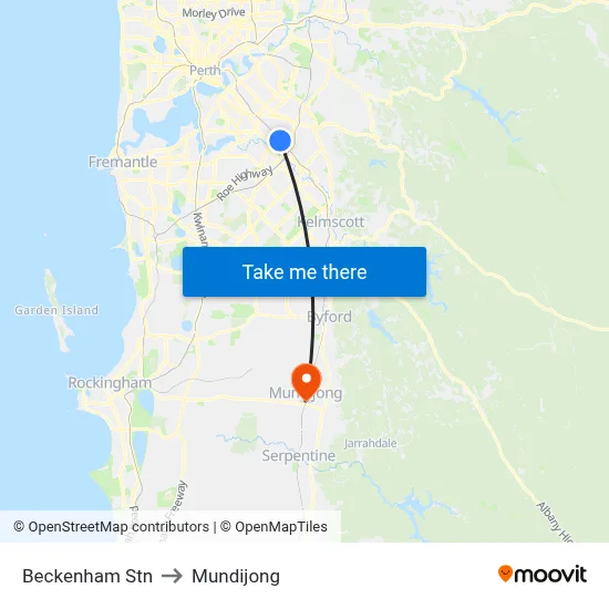 Beckenham Stn to Mundijong map