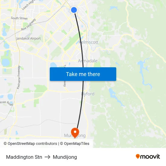 Maddington Stn to Mundijong map