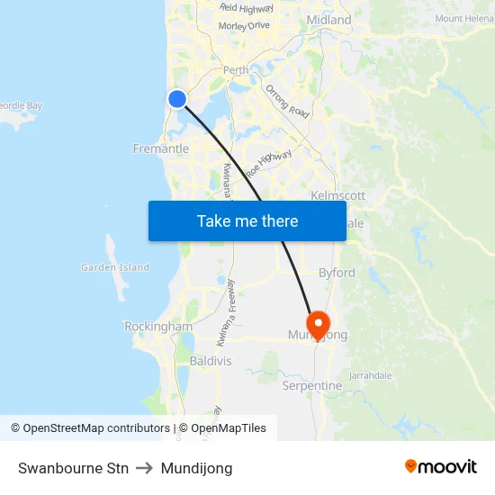 Swanbourne Stn to Mundijong map