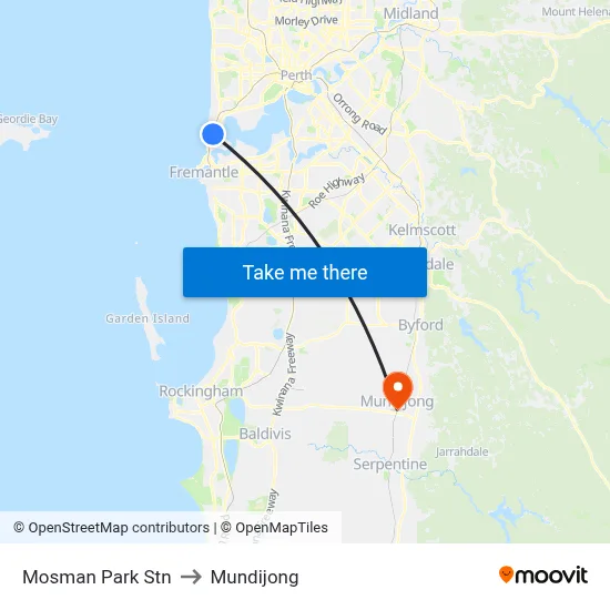 Mosman Park Stn to Mundijong map