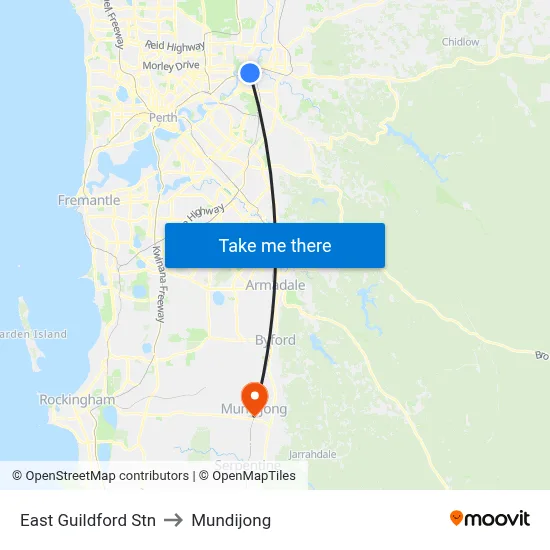 East Guildford Stn to Mundijong map