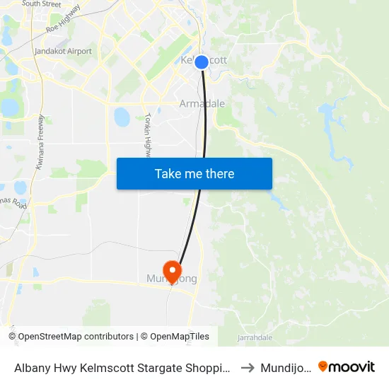Albany Hwy Kelmscott Stargate Shopping Ctr to Mundijong map
