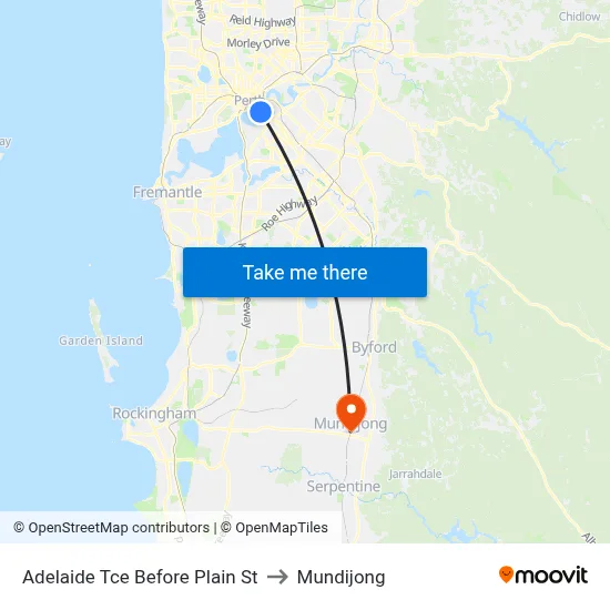 Adelaide Tce Before Plain St to Mundijong map