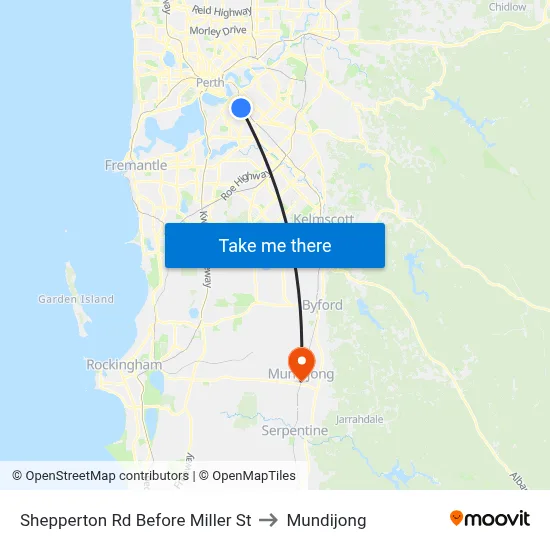 Shepperton Rd Before Miller St to Mundijong map