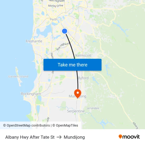 Albany Hwy After Tate St to Mundijong map